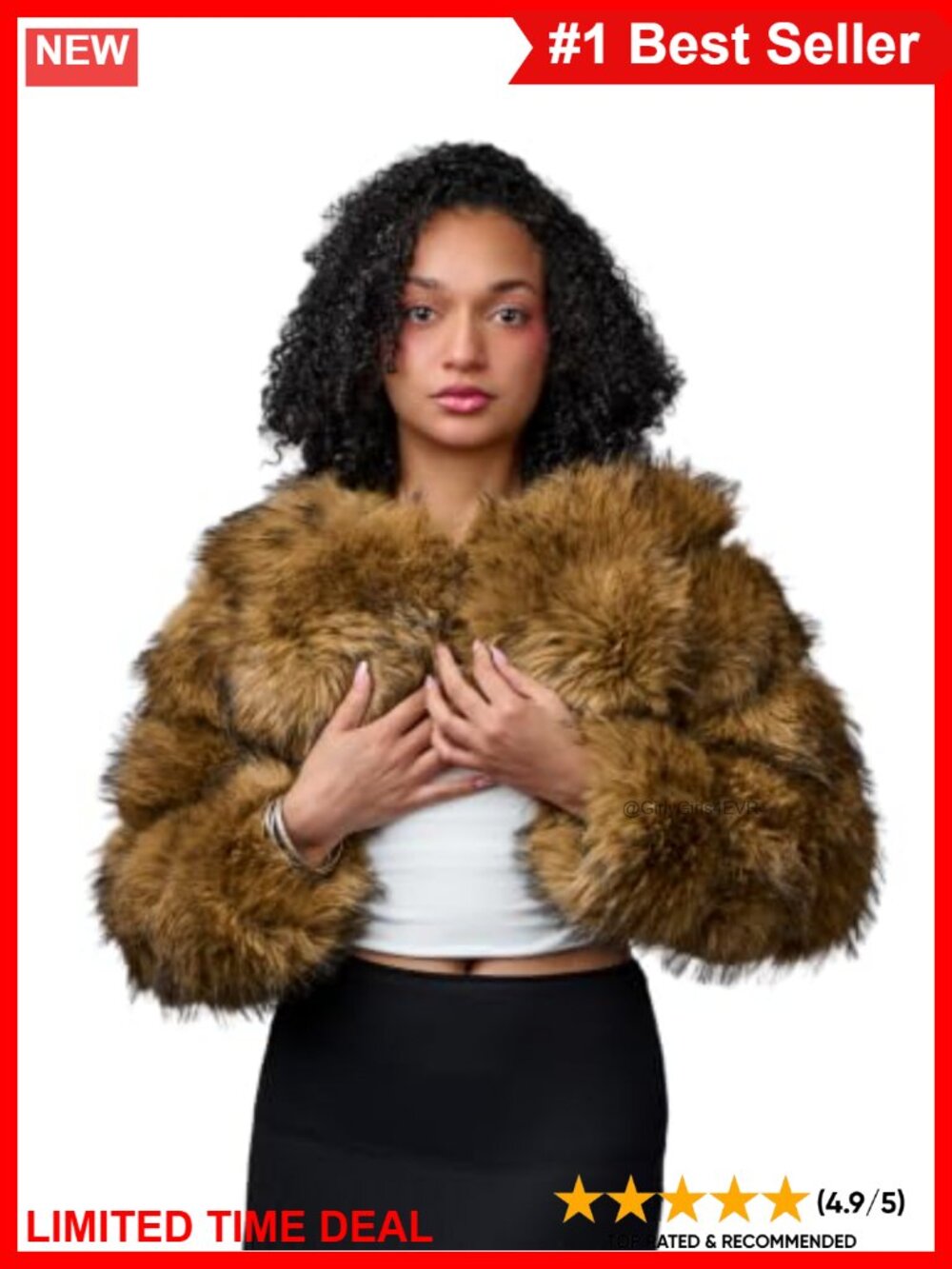 Faux Fox Fur Cropped Bolero Jacket Layered Shrug Evening Outerwear